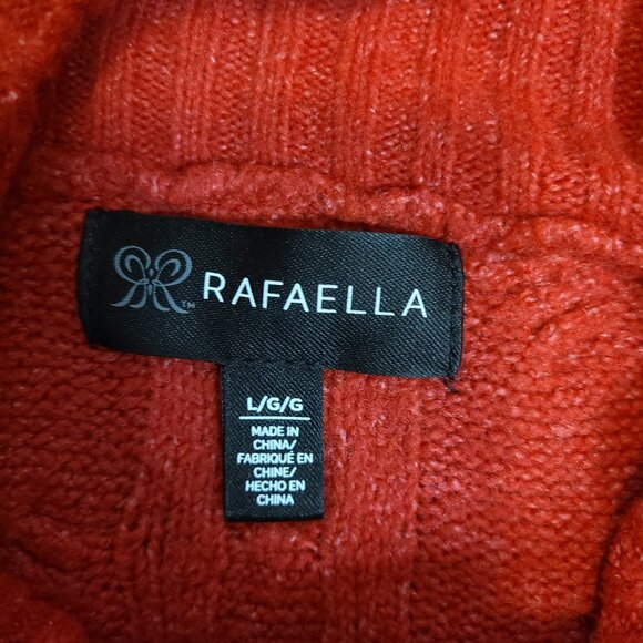 NEW Rafaella Cable Knit Pullover Long Sleeve Red Sweater Size L - Picture 4 of 10